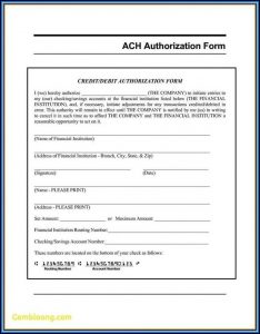 Generic Ach Deposit Authorization Form