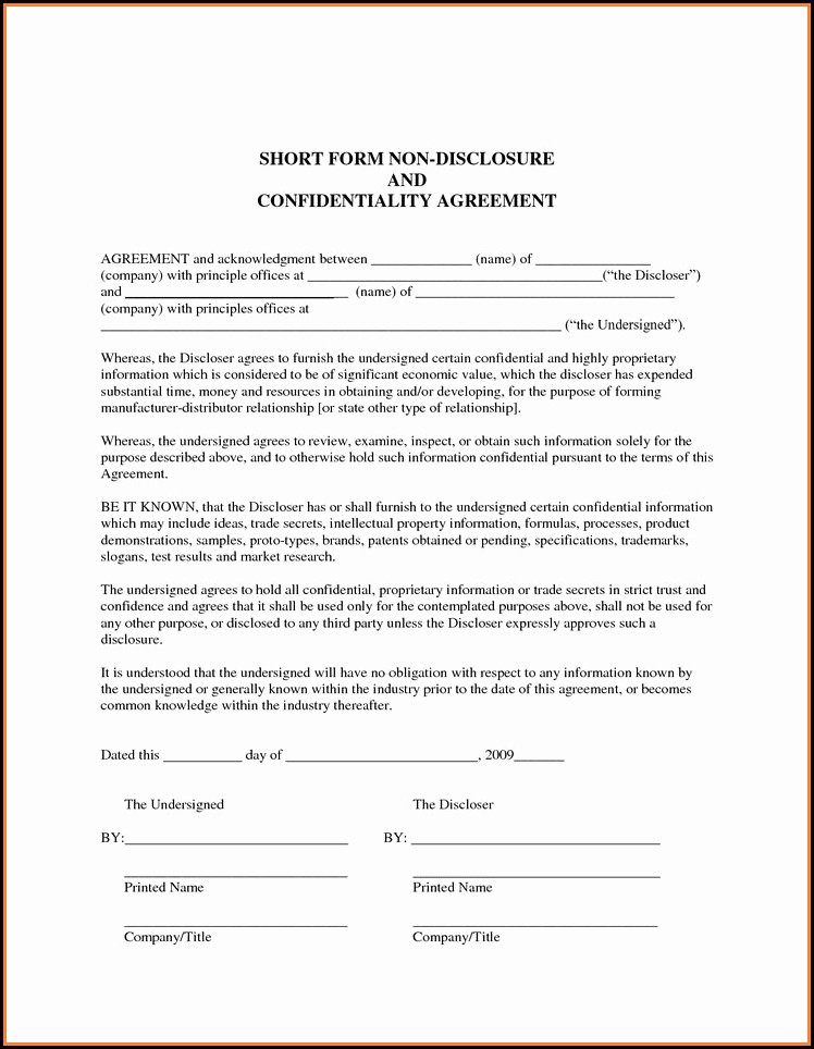 Intellectual Property Non Disclosure Agreement Template