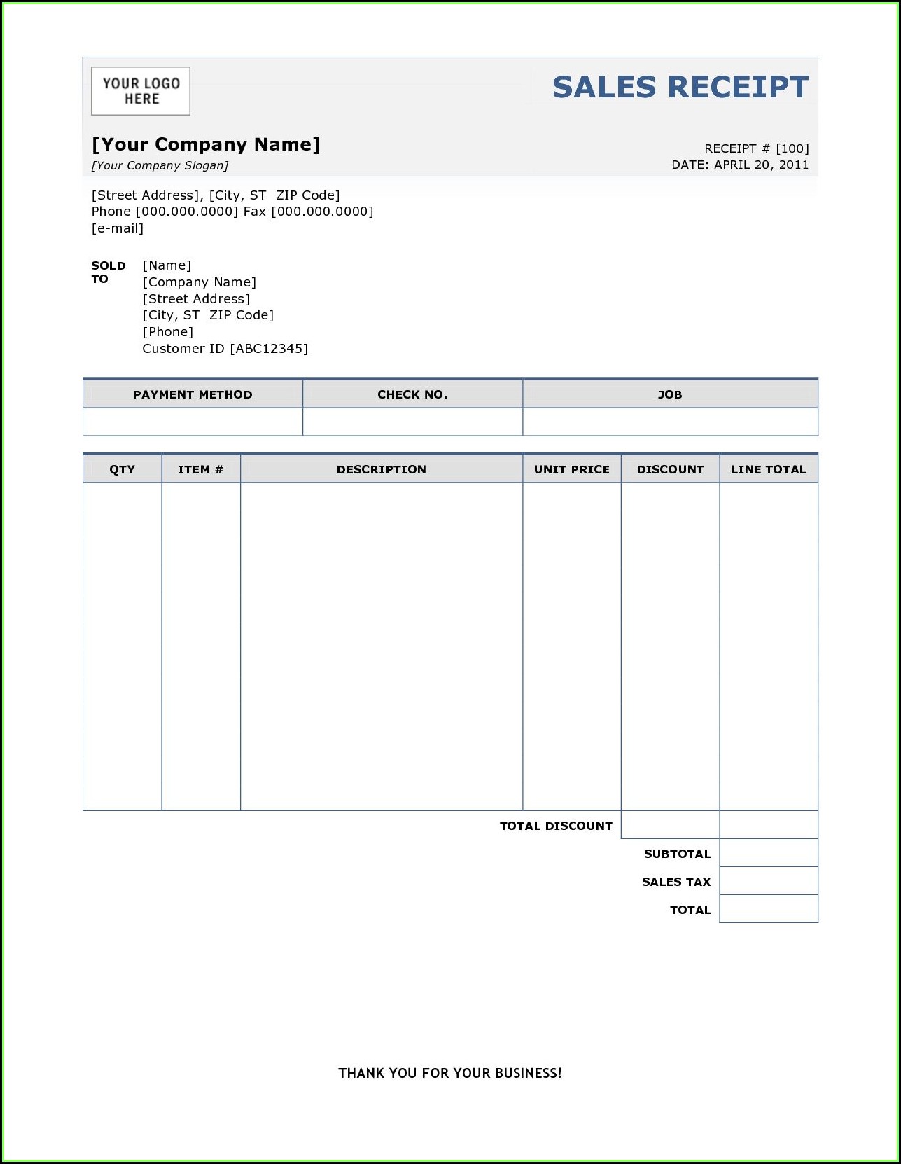 Invoice Sample Printable