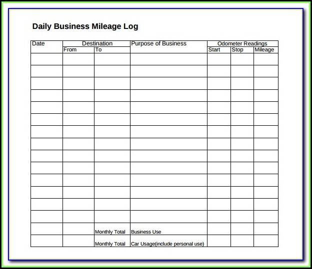 Irs Mileage Tracking Form
