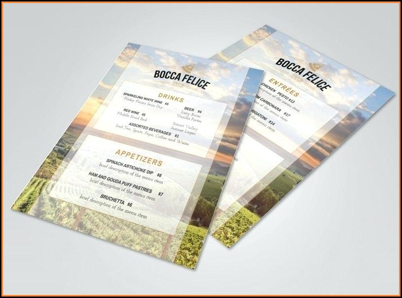 Italian Restaurant Menu Templates Word