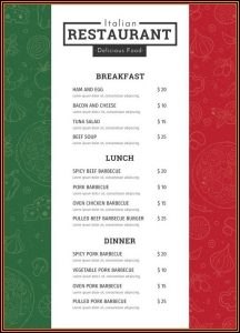 Italian Wedding Menu Templates