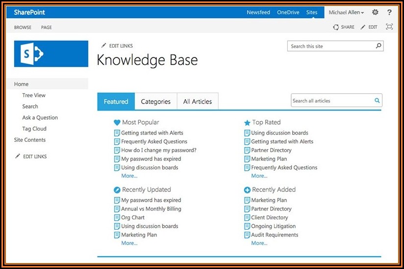 Knowledge Base Sharepoint 2013 Template