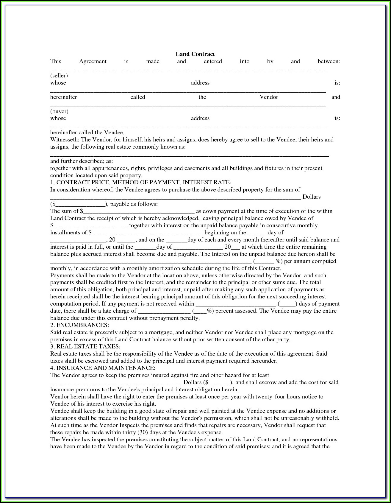 Land Contract Forfeiture Form Ohio