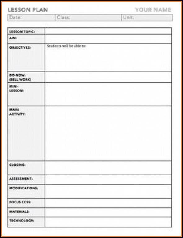 Lesson Plan Template For High School