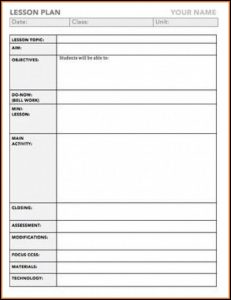 Lesson Plan Template For Middle School
