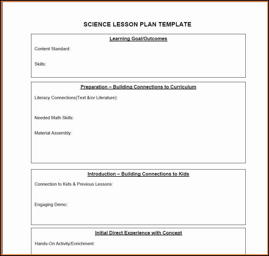 Lesson Plan Template For Middle School Science