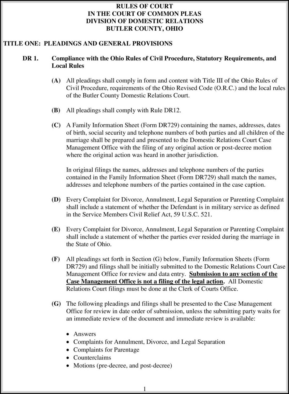 Lorain County Ohio Dissolution Of Marriage Forms