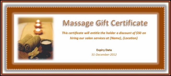Massage Therapist Gift Certificate Template