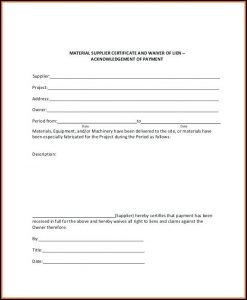 Material Supplier Lien Waiver Form