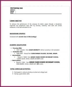 Mba Hr Resume Format Free Download