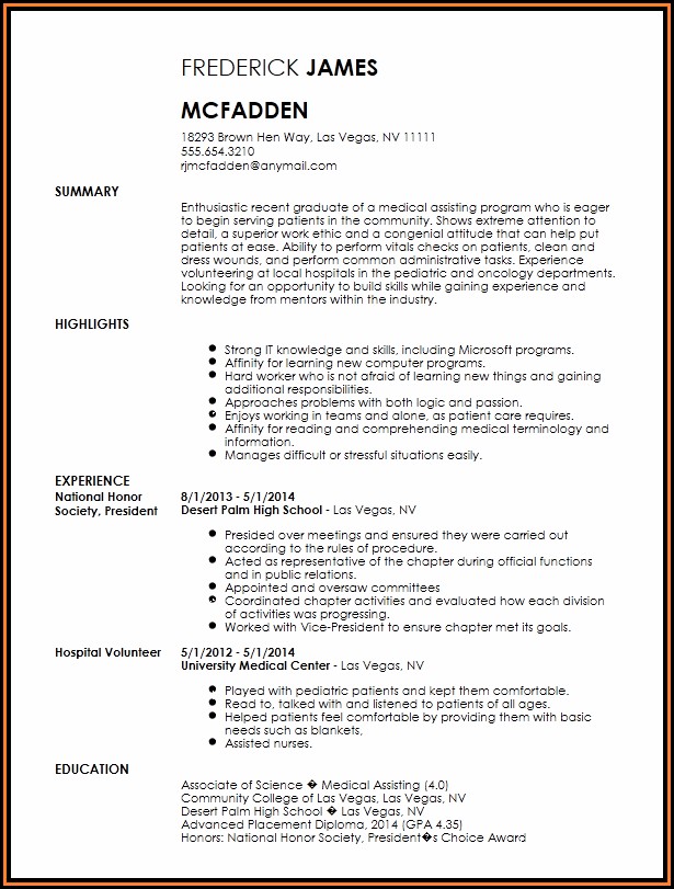 Medical Assistant Resume Template Free
