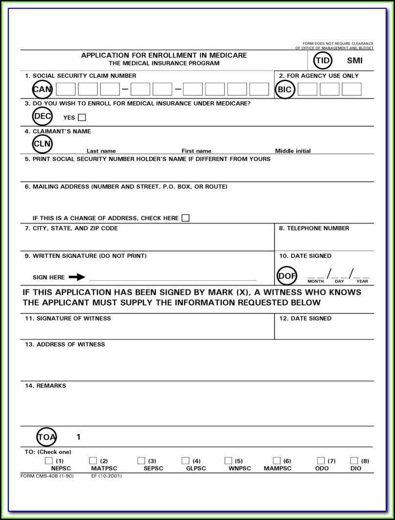 Medicare Part B Application Form Cms L564