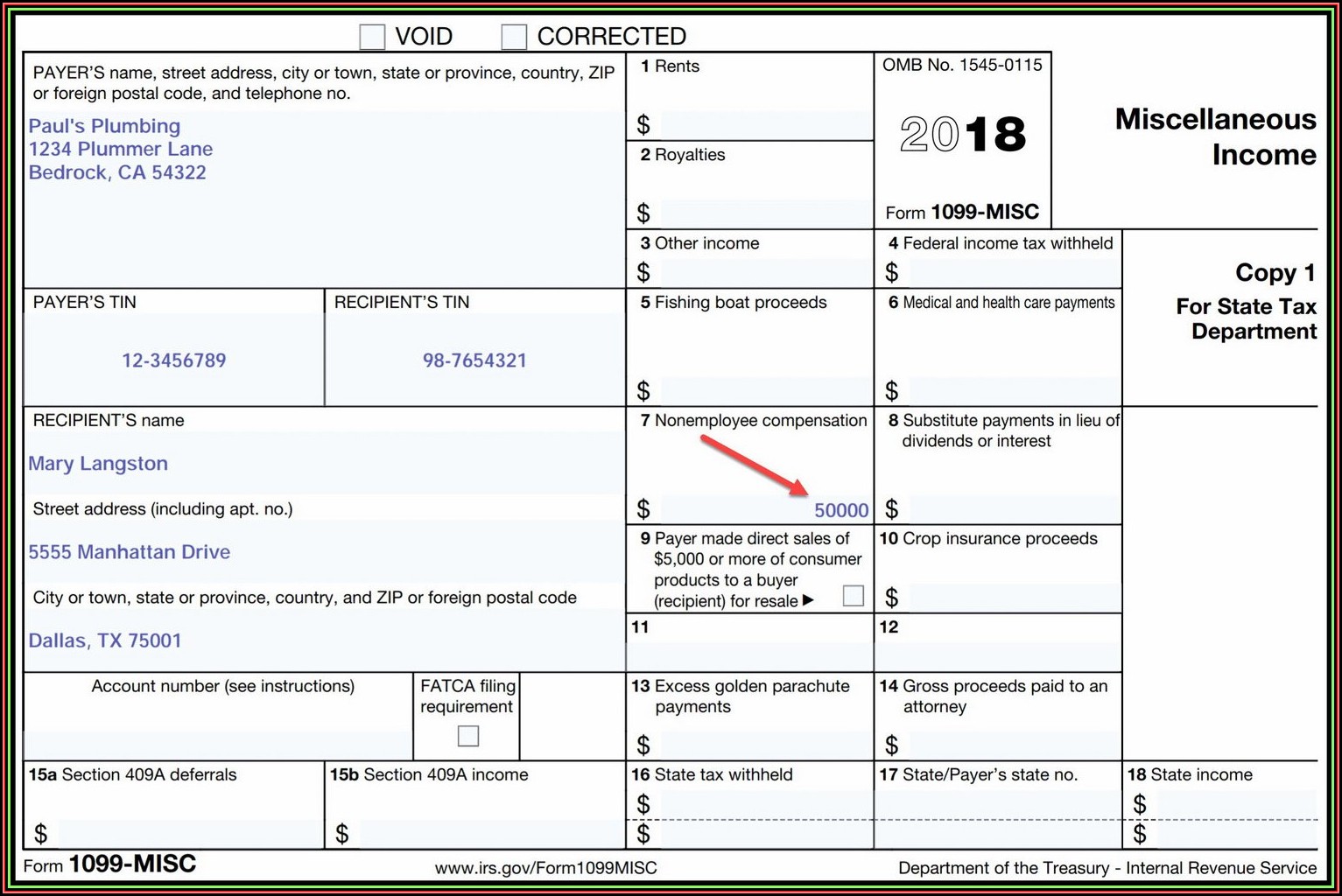 Microsoft Word 1099 Tax Form Printable Template
