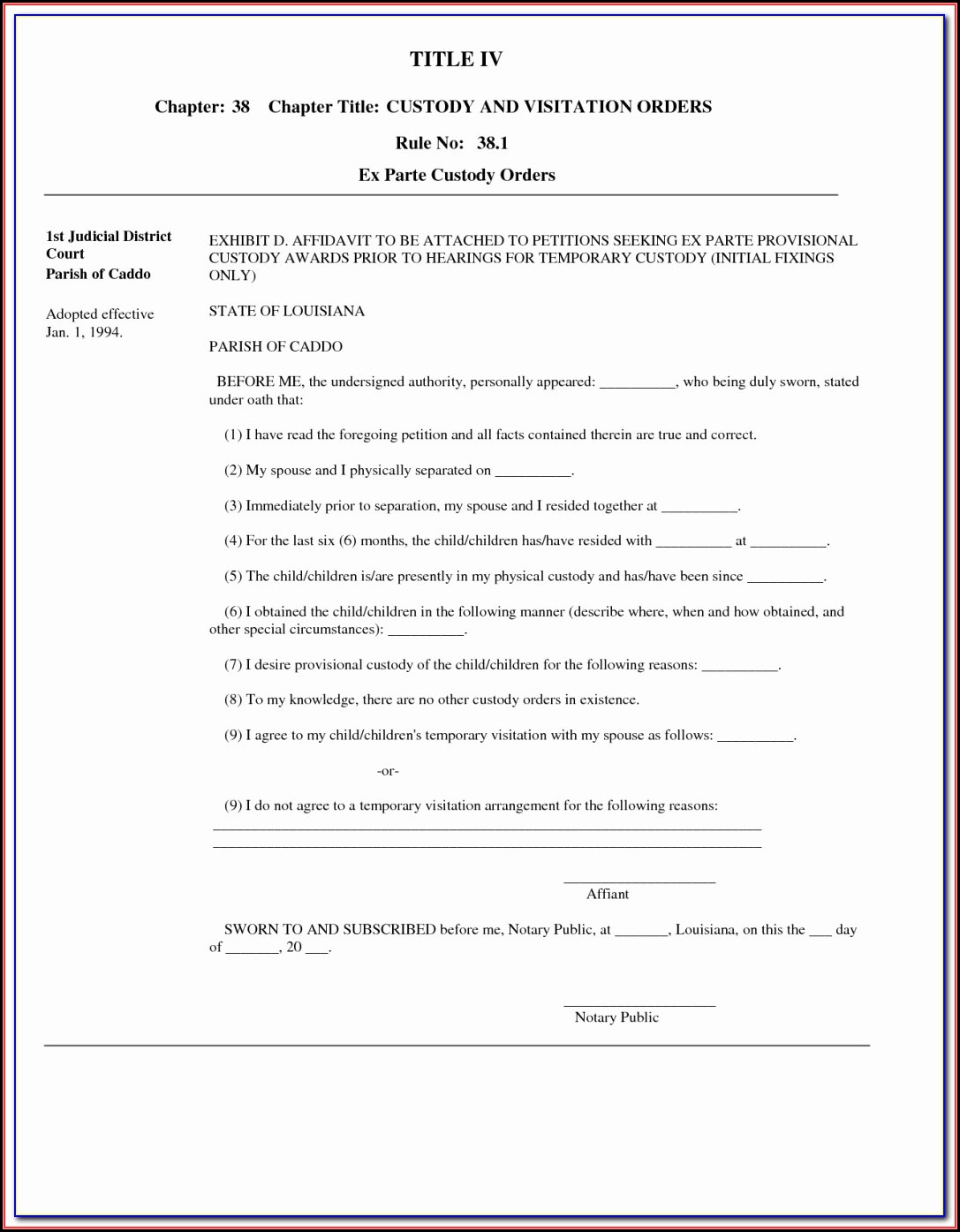 Missouri Temporary Guardianship Form