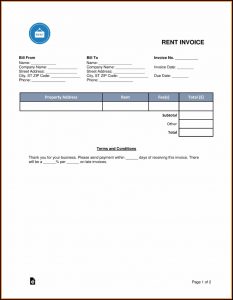 Monthly Rent Invoice Template