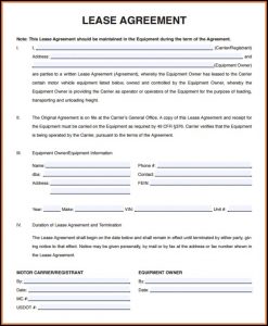 Motor Vehicle Lease Agreement Form
