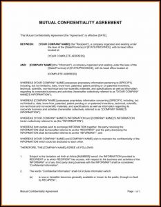 Mutual Confidentiality Agreement Template