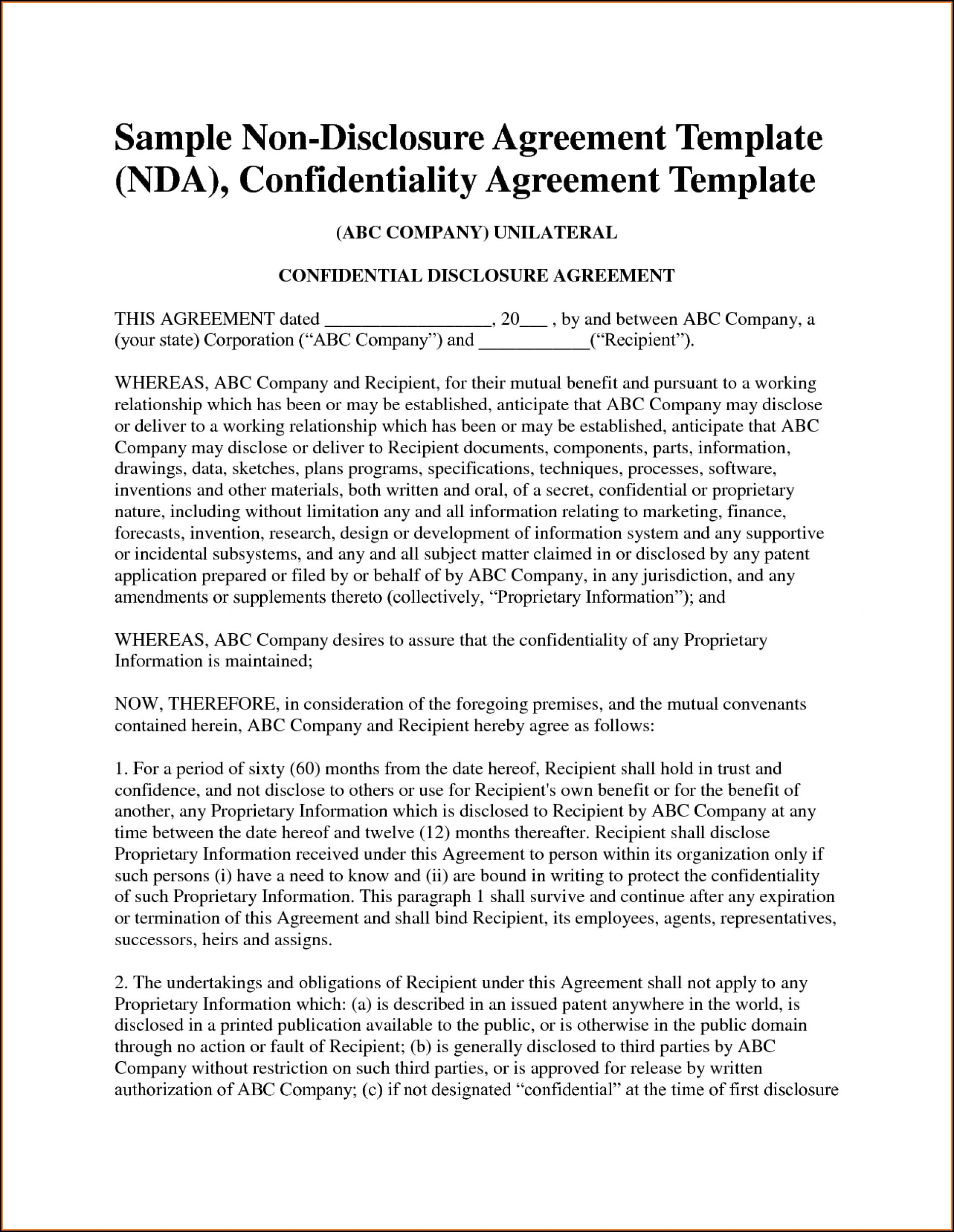 Mutual Confidentiality Agreement Template Free