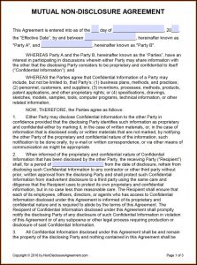 Mutual Non Disclosure Agreement Template Australia