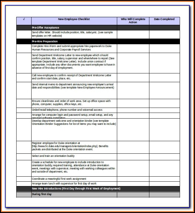 New Employee Onboarding Form Template