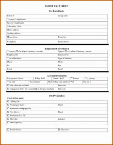 New Real Estate Client Information Sheet Template