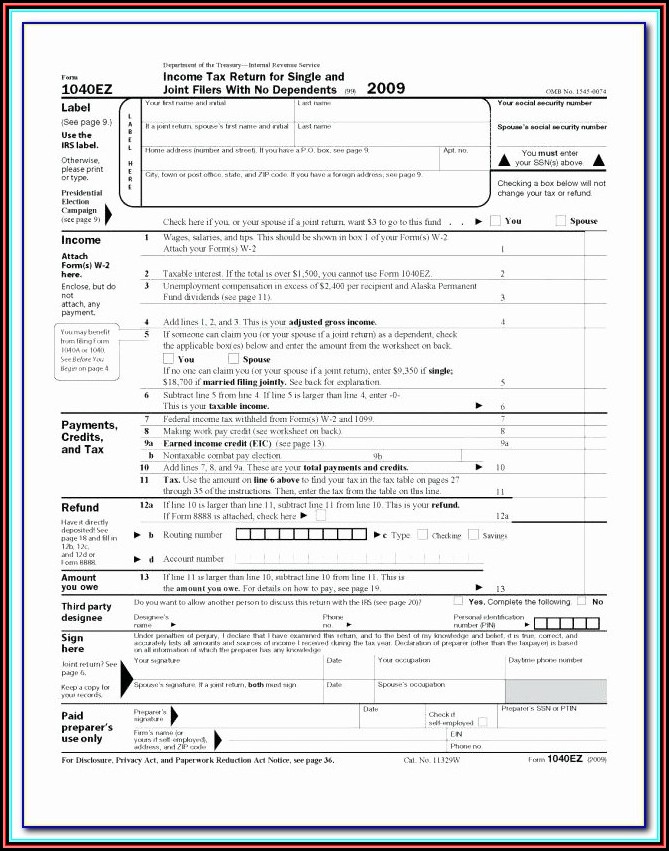 Nj Income Tax Forms 1040ez