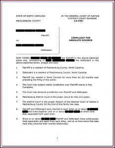 North Carolina Divorce Filing Forms