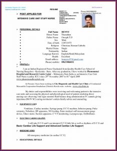 Nursing Resume Format Pdf