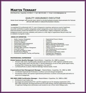 One Page Resume Template For Project Manager