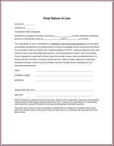 Partial Lien Waiver Form Illinois