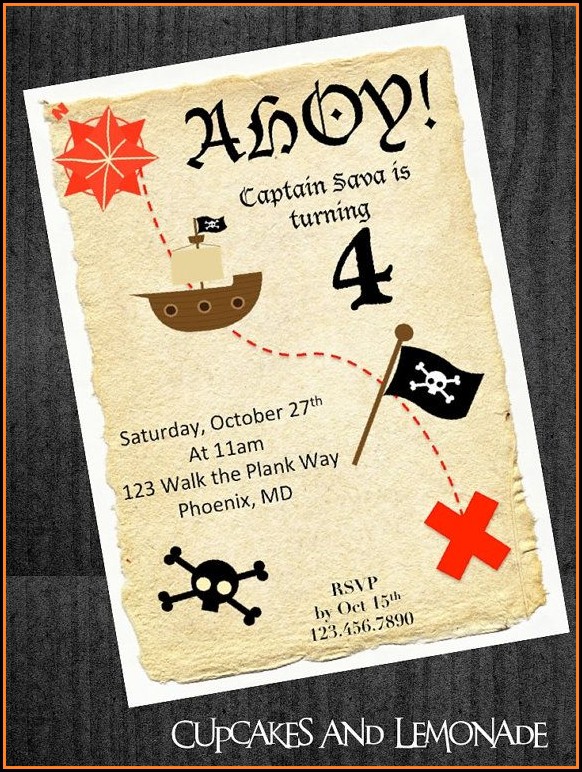 Pirate Treasure Map Invitations