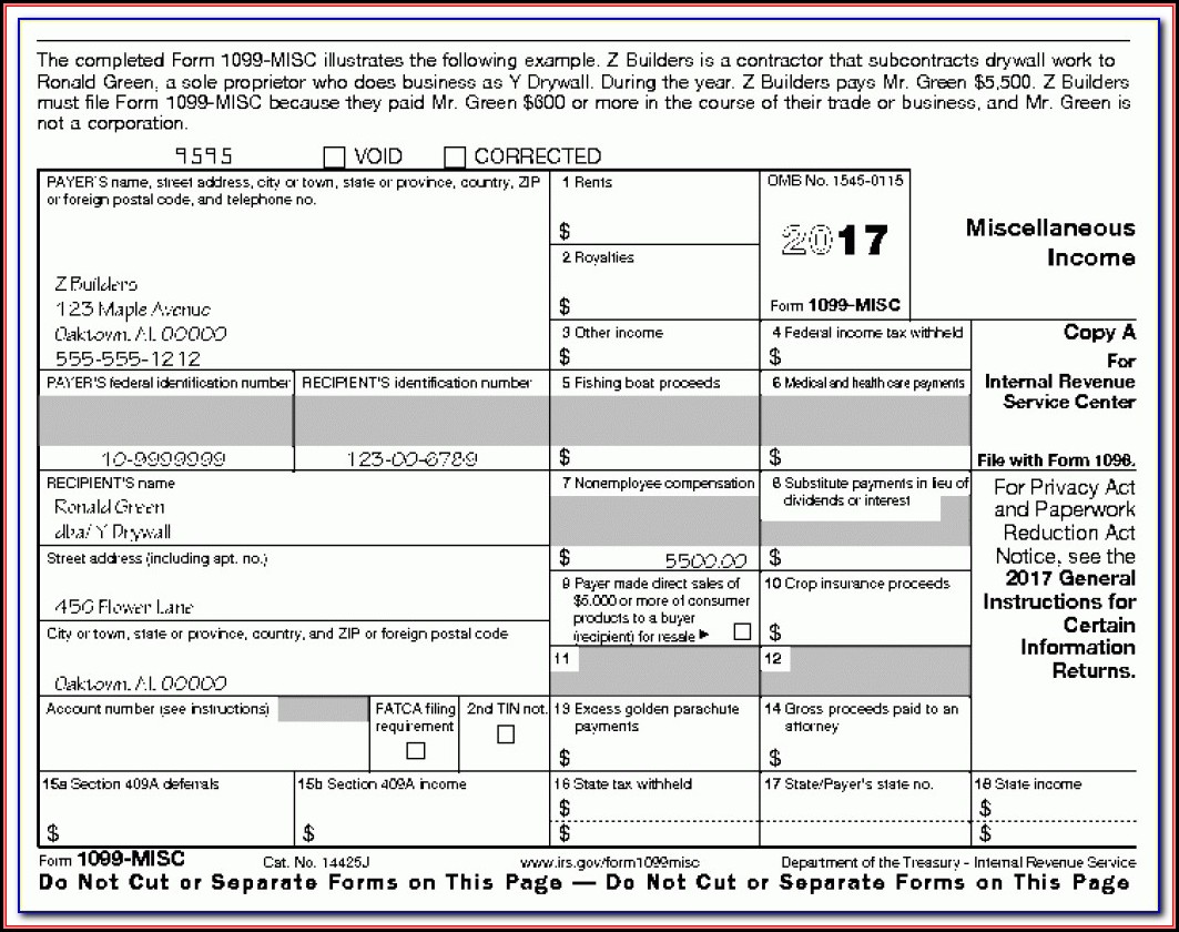Printable 1099 Misc Form 2017 Free