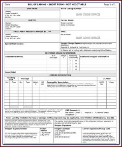 Printable Bill Of Lading Forms Free