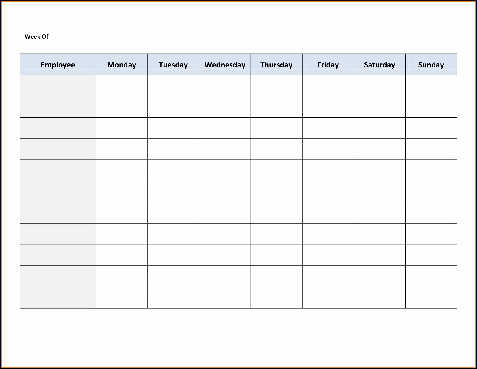Printable Employee Schedule Template