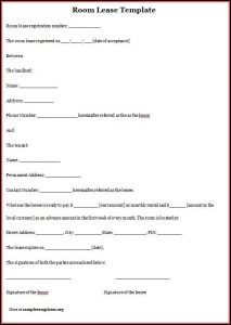 Printable Room Rental Agreement Form