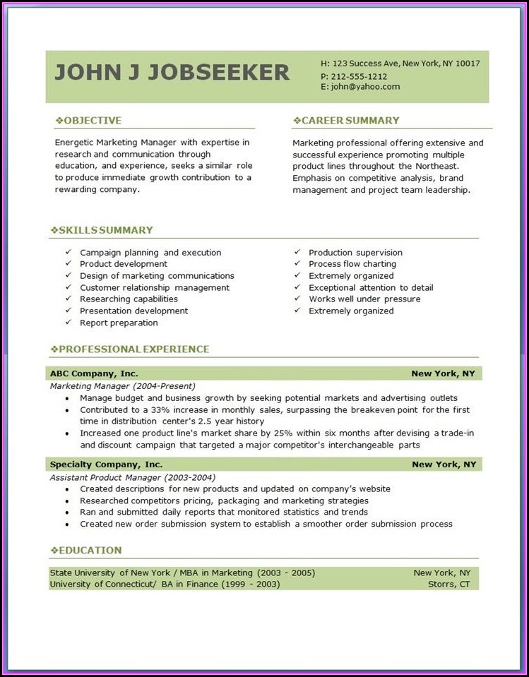 Professional Resume Templates Free Download