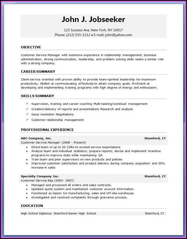 Professional Resumes Templates Word