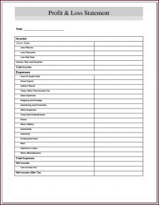 Profit Loss Statement Form For Self Employed