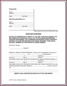 Quit Claim Deed Form El Paso County Colorado