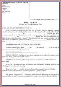 Quit Claim Deed Form El Paso Tx