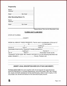 Quit Claim Deed Form Florida Free