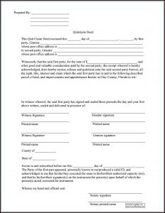Quit Claim Deed Form Florida Pinellas County