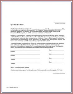 Quit Claim Deed Form Pasco County Florida