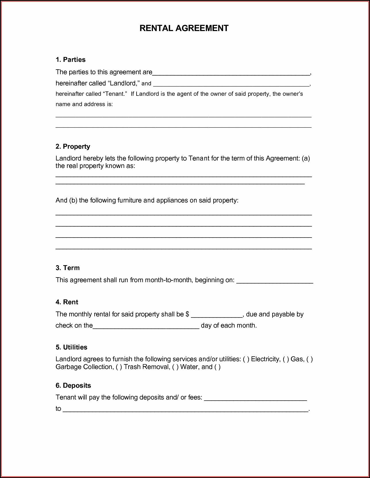 Rental Lease Template Free