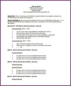 Restaurant Resume Template Download