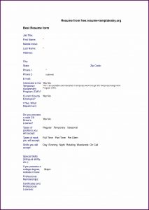 Resume Blank Form Free Download