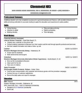 Resume Financial Advisor Assistant