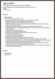Resume For Financial Advisor Trainee