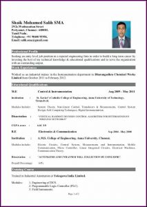 Resume For Freshers Engineers